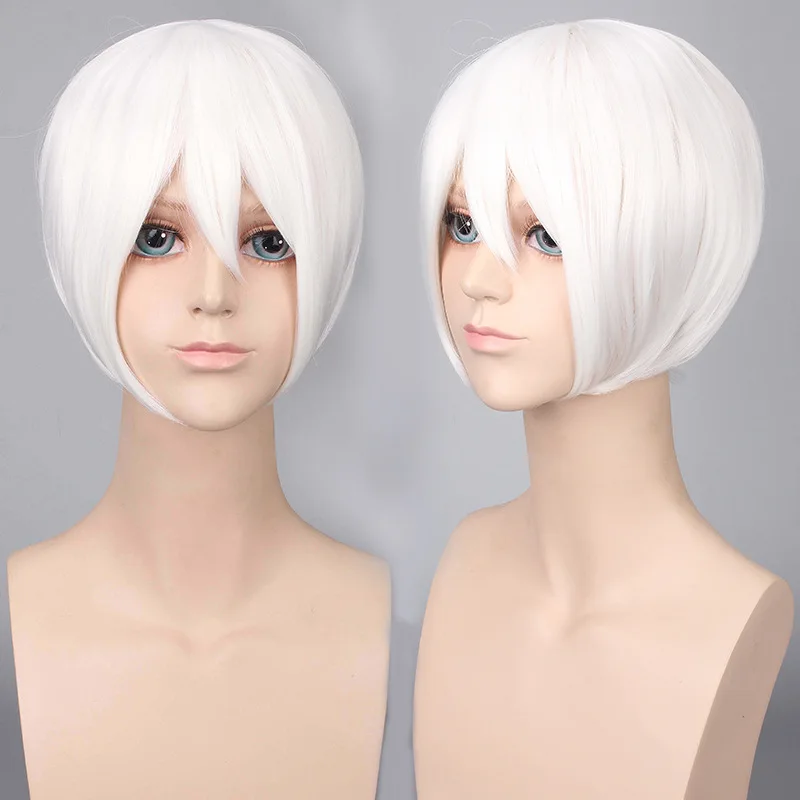 Synthetic Cosplay Wig Multi-Color Universal Face-Framing Short Hair MSN Black White Bobo Style Wig for Parties Anime Role Play