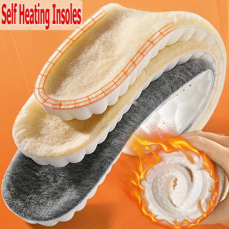 2PCS Winter Warm Plush Insoles Women Men Thicken Thermal Shoe Pads Self Heated Sports Inserts Soft Cashmere Snow Boots Padding