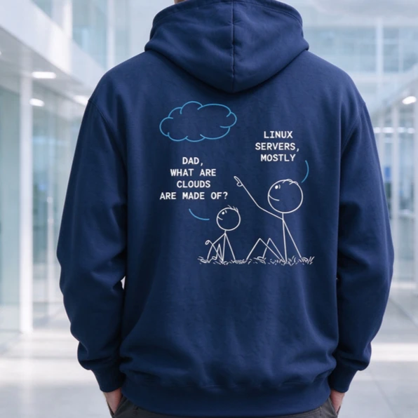 Linux Clouds Hoodie Funny Sweatshirt Cloud Server Joke Shirt Tech Dad Gift Programmer Apparel IT Worker Top Unisex Minimalist