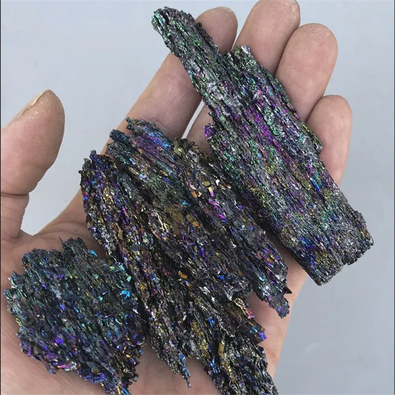 100g Colorful Carborundum Natural Stone Specimen Silicon Carbide Black Quartz Crystal Mineral Sample Home Decor Collectibles