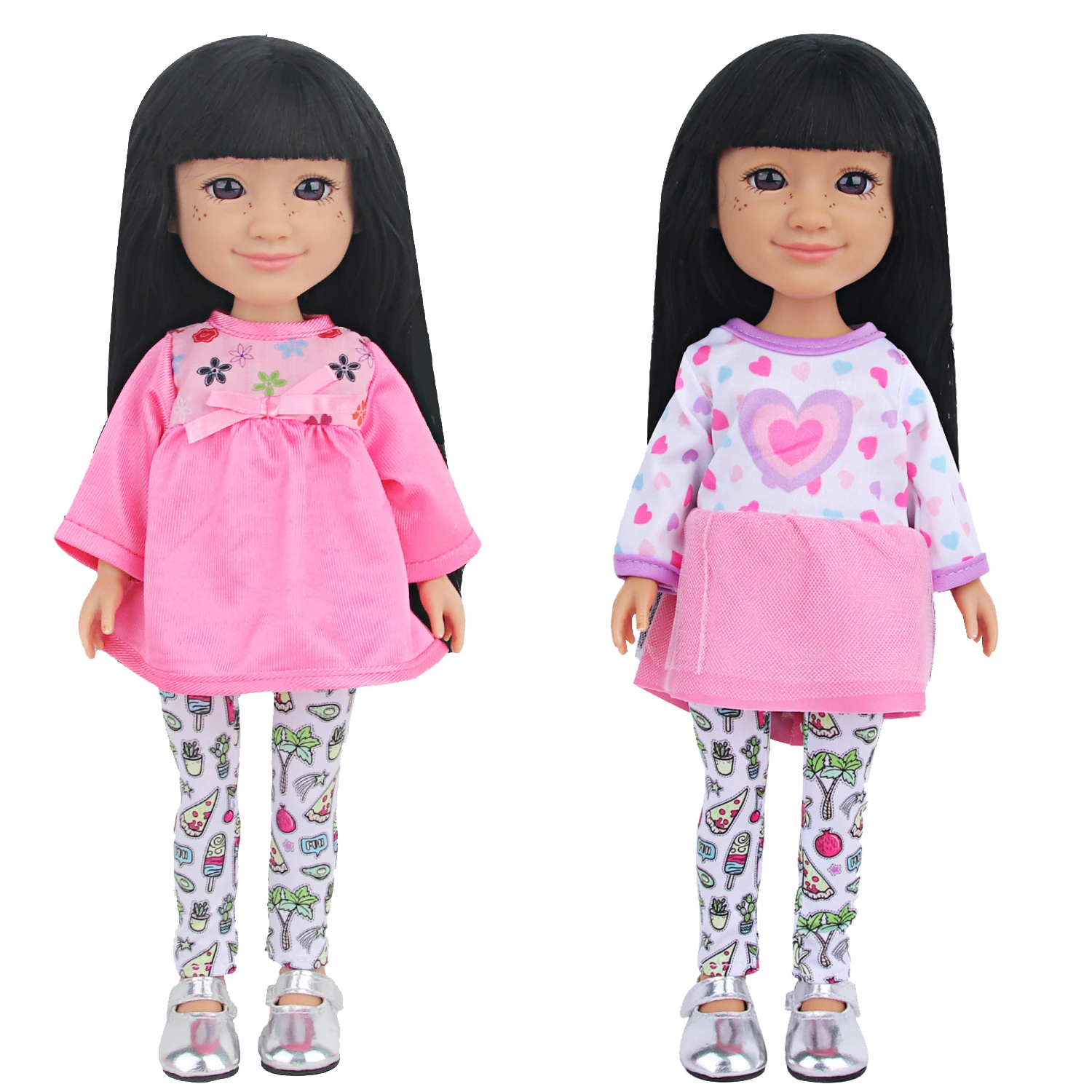 14 Inches American Doll Clothes Set Flower&Heart T-Shirt+Pants Suit For 35 Cm Baby New&Russia DIY Girl Dolls Gift