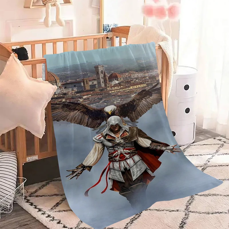 A-Assassin S C-Creed Game Throw Bed Blankets for Decorative Sofa Blanket Microfiber Bedding Knee Double Fleece Fluffy Soft Nap