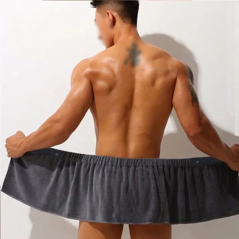 Serviette de bain absorbante pour hommes, jupe courte Sexy, Anti-lumière, peut porter une serviette, des pantalons de natation