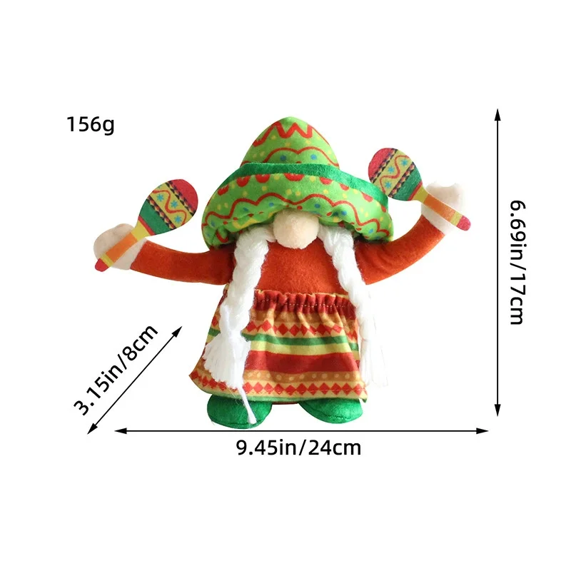 2025 ماردي غرا كرنفال مجهولي الهوية الرجل العجوز هاواي نمط المكسيكي القش قبعة أفخم دمية زخرفة هدية الكريسماس