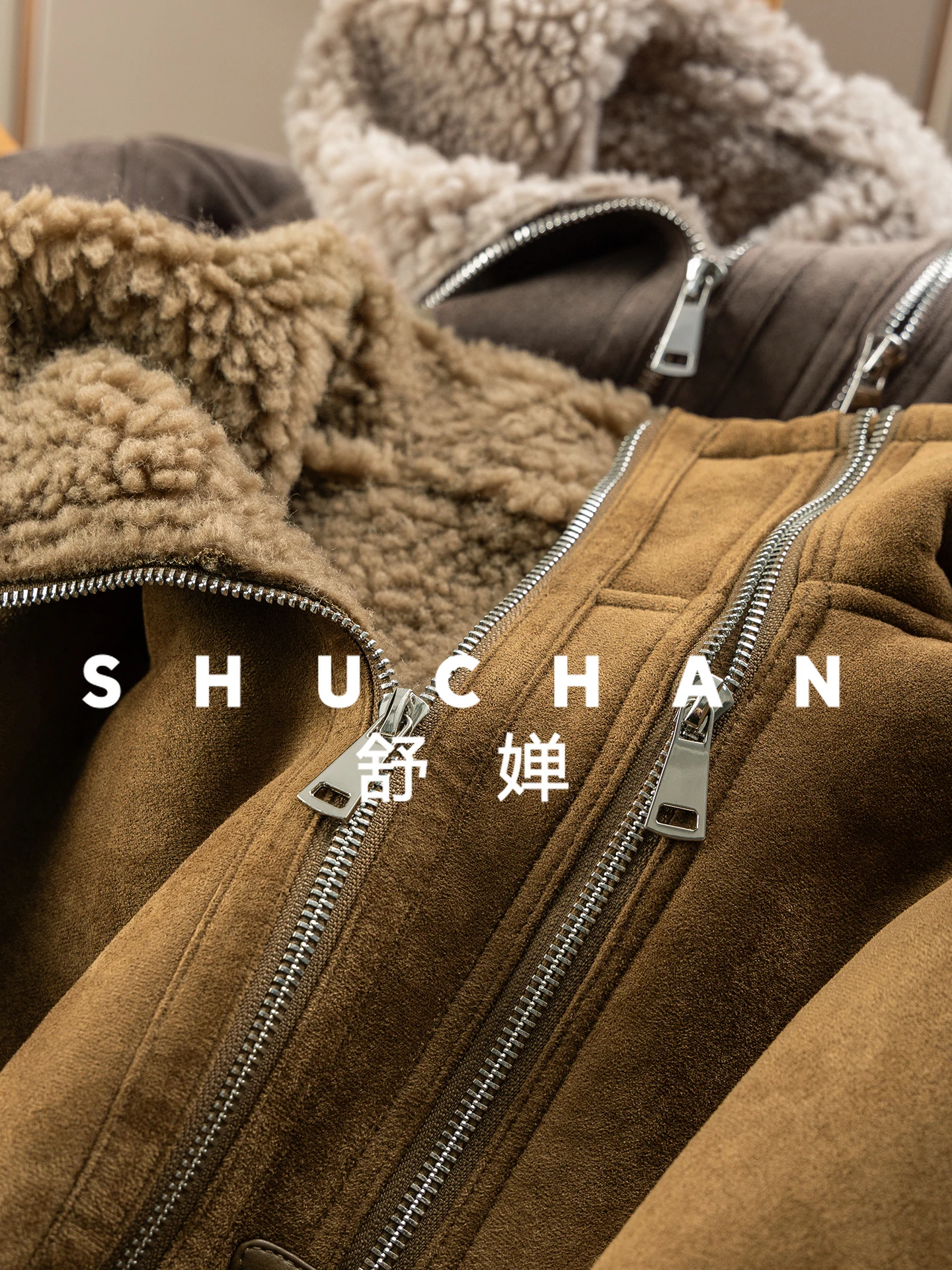 Composiet bont geïntegreerde lamswollen jas met capuchon Dames 24I5 Abrigos Mujer Invierno 2025