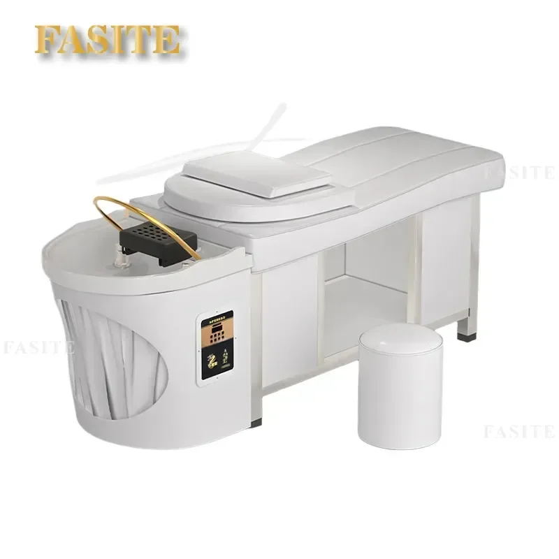 For Hair Stainless Steel Shampoo Bed with Fumigation Water Circulation Head Treatment Flush Massage Ear Rest