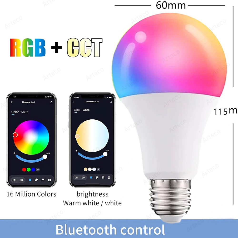 Tuya bluetooth smart led lampe smart life app steuerung glühbirnen dimmbarer scheinwerfer 15w e27 AC85-265V rgb cct farbwechsel lampen