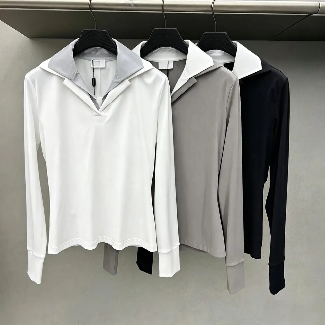 Autumn Women Collared Stretch Long Sleeve Golf Top Casual Breathable Outdoor Golf Sports Blous