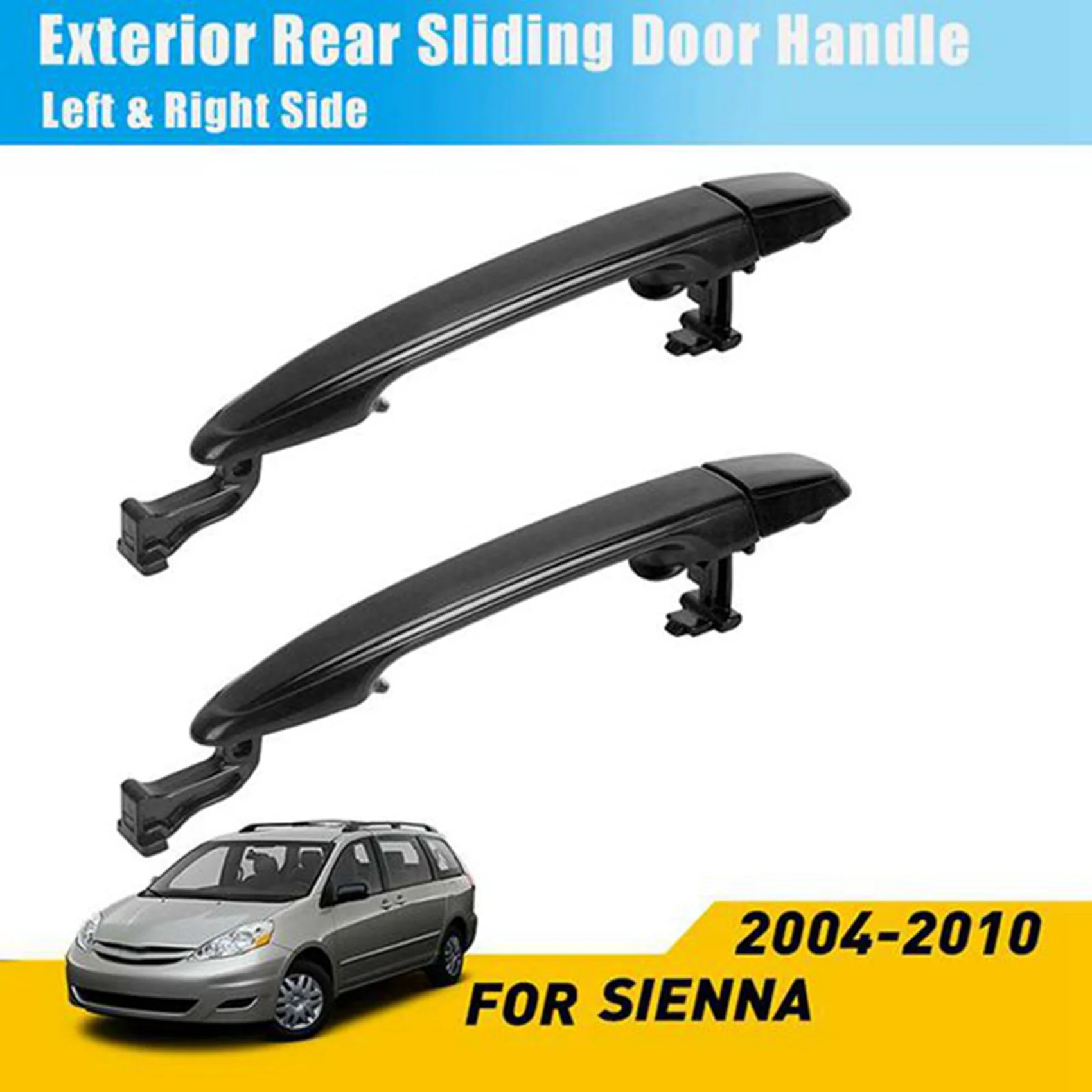 Fits for 2Pcs Rear Door Handle Exterior Door Handle For- 2004-2010 69213-08020 69227-08040 Black