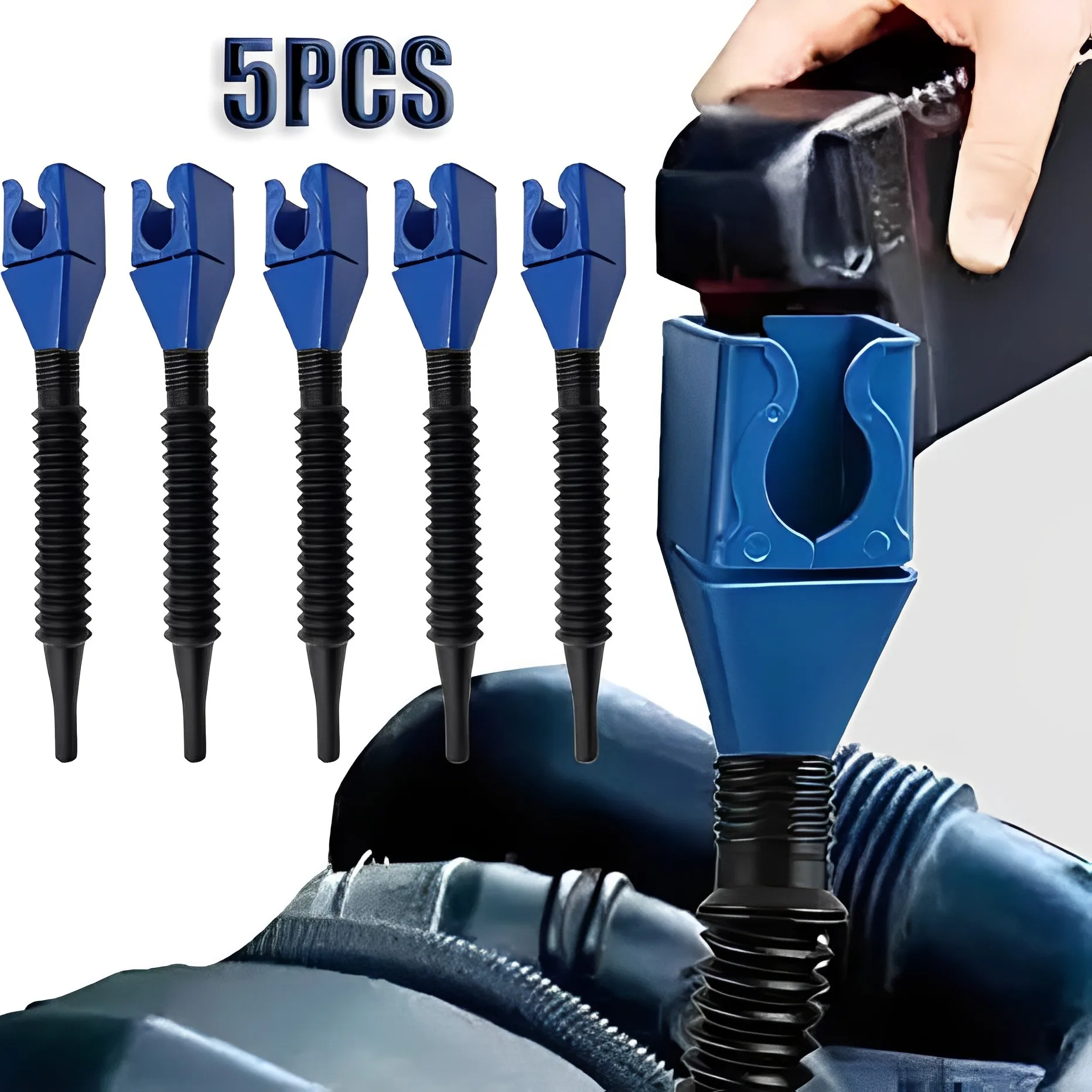 5PCS Blue Universal Plastic Multi-Function Wide Mouth Large Funnels Flexible Draining Tool Snap Funnel for Automotive Oil