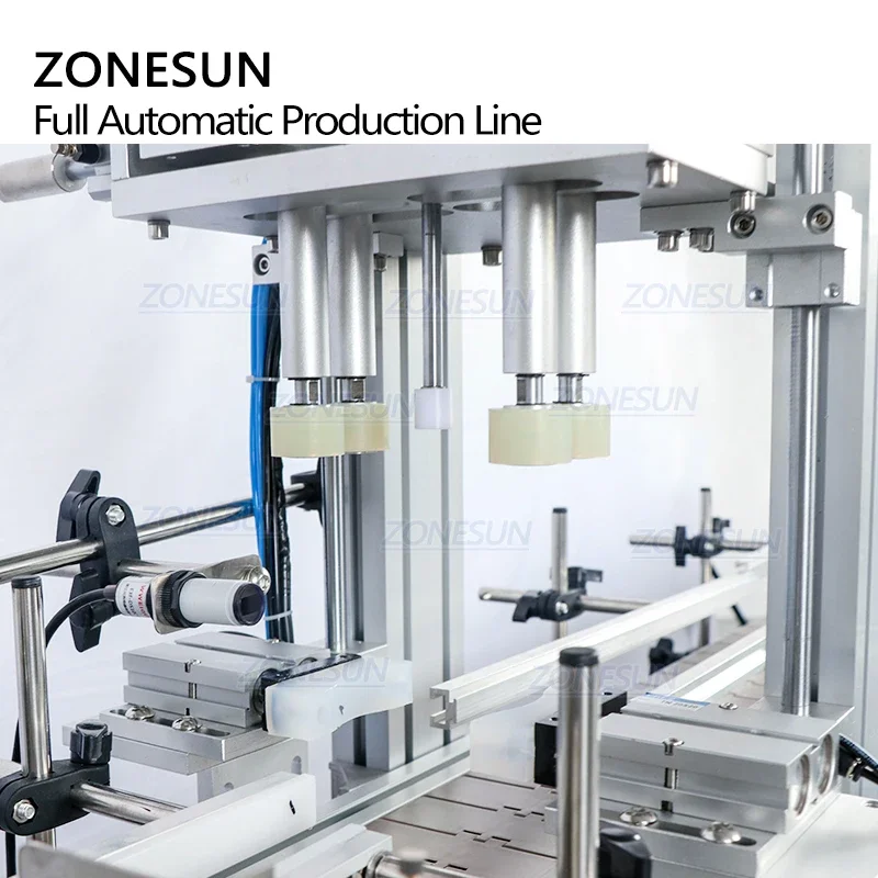 ZONESUN ZS-FAL180C9 Desktop Automatic Essential Oil Square Bottle Filling Capping And Double Side Labeling Machine Line