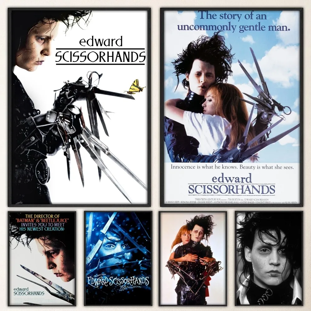 E-Edward S-Scissorhands Poster Fancy Wall Sticker for Living Room Bar Vintage Decorative Painting Middle