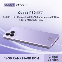 Cubot P80, 스마트폰 Android 13, 글로벌 버전, 16GB RAM(8GB+8GB 확장), 256GB ROM(1TB 확장 지원), NFC 지원, 6.583