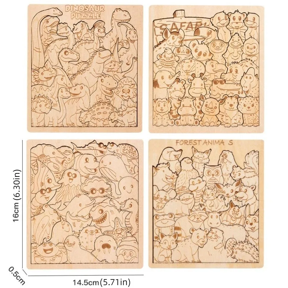 Animaux de la forêt dinosaure Puzzle stimulant casse-tête dessin animé forme Puzzles irrégulier bricolage forme animale Puzzles jeu familial