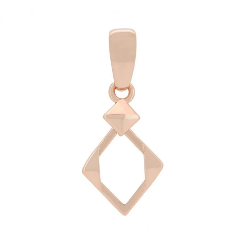 FJ Women Girls 585 Rose Gold Color Geometric Rhombus Pendant Chains Necklace