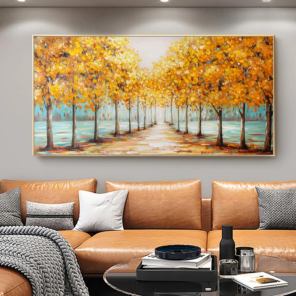 

Mintura Handpainted Thick Texture Autumn Forest Landscape Oil Painting Canvas,Wall Art Picture for Living Room,Modern Home Decor