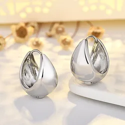 Trendy Simple 925 Sterling Silver Hoop Earrings for Women Men Circle Round Gold Plated Minimalist Earrings Party Jewelry Gifts