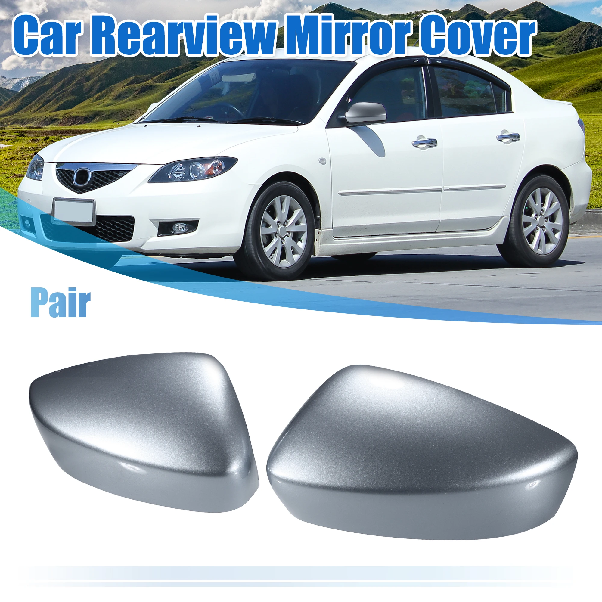 UXCELL Front Left Right View Mirror Cover Trim Exterior Rear View Mirror Shell Fit for Mazda 3 Axela M3 2017-2019 ABS Silver