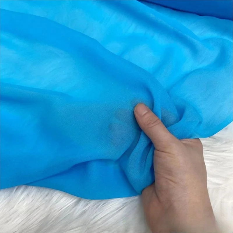 

Solid color 12 momme silk georgette fabric dress thickened