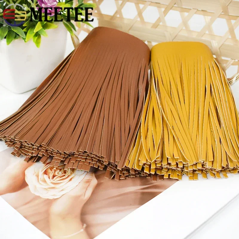 1/2M 10-30cm 3mm Colored Faux Leather Tassel Fringe Lace Ribbon For Bag Clothes Handbag Decoration Trims DIY Sewing Accessories