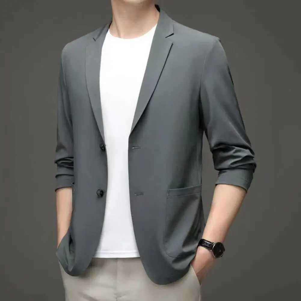 Anti-Wrinkle Ultra Thin Ice Silk Suit Jacket Summer men blazer Breathable Stretch Casual Suit Plus Size Lightweight blazers