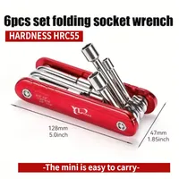 6-in-1 Folding Nut Driver Set - Premium Chrome Vanadium Steel Shank with Durable Aluminum Handle - Portable, Easy to Carry Out