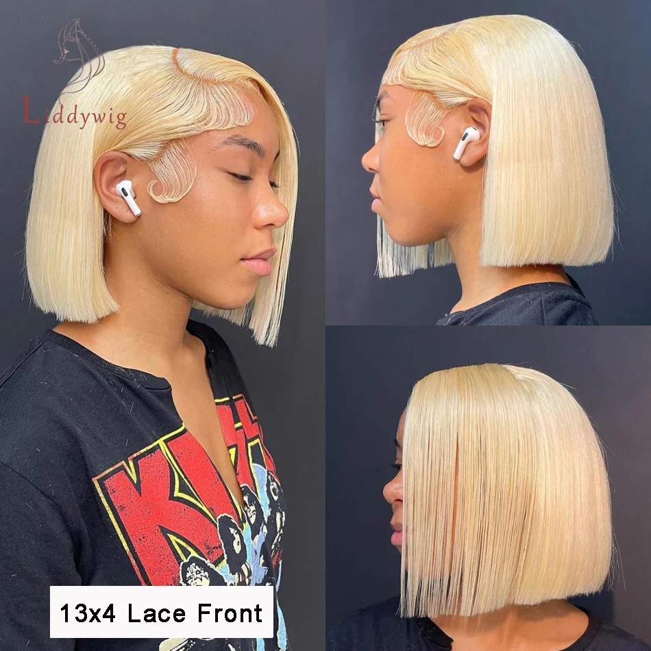 613 Bob Perucas de Cabelo Humano 13X4 Lace Front Perucas de Cabelo Humano Honey Blonde Short Bob Peruca de Cabelo Humano Lace Frontal Perucas Para Mulheres