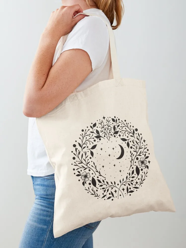 Night Garden Circle Tote Bag tote bags aesthetic cloth bag woman Fabric bag