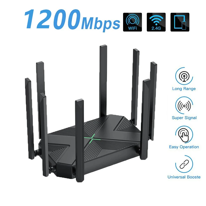 

1200Mbps Wireless Router Dual Band Wireless Amplifier 2.4G 5GHz Wi-Fi Repeater Network Long Range Signal Booster For Home Office