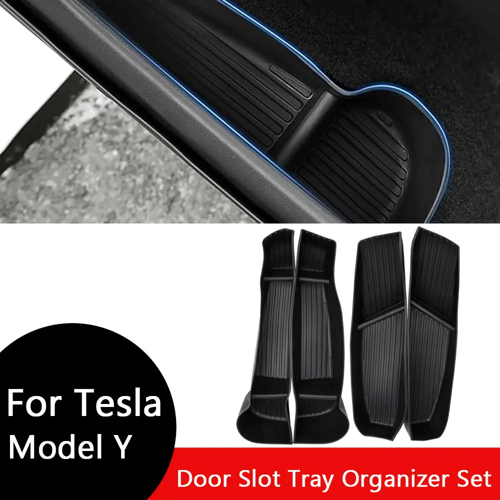 Scatola portaoggetti laterale per portiera dell\'auto e pattumiera per accessori Tesla Model Y porta anteriore posteriore inserto vassoio Organizer