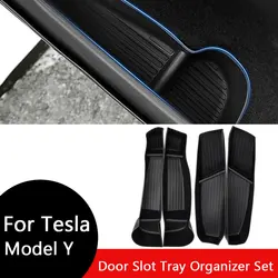 Scatola portaoggetti laterale per portiera dell'auto e pattumiera per accessori Tesla Model Y porta anteriore posteriore inserto vassoio Organizer porta Slot Storage