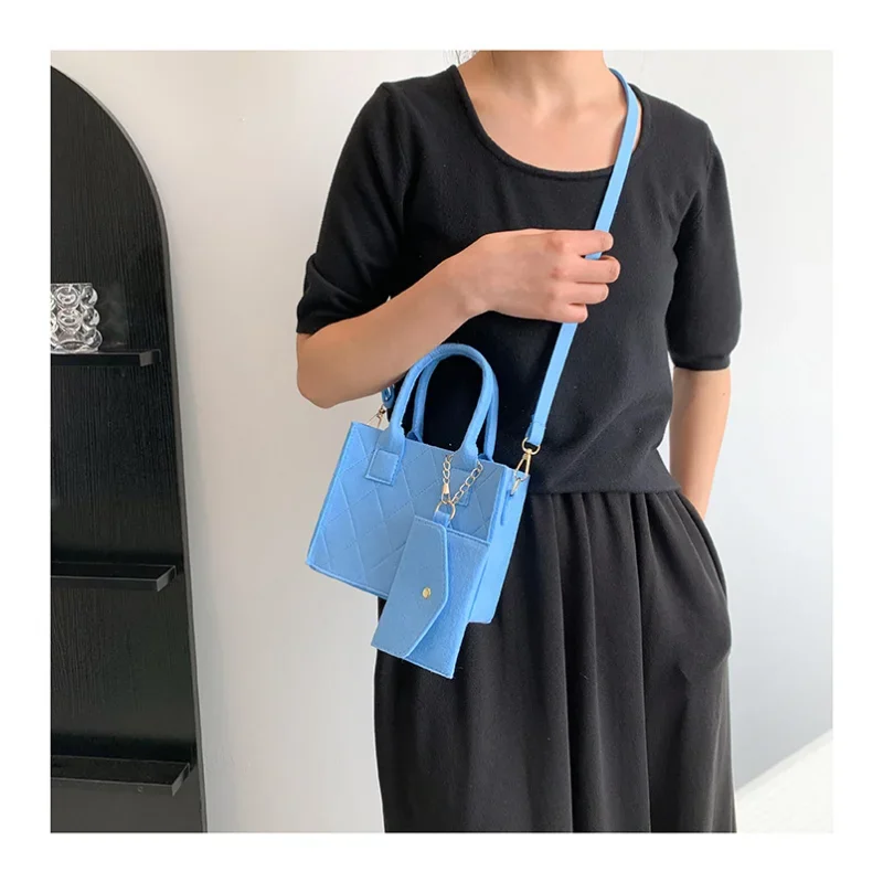 Bolso de mensajero con cremallera para mujer, bandolera de fieltro de Color sólido, bolso de diseñador de lujo, bolsos cruzados casuales para mujer