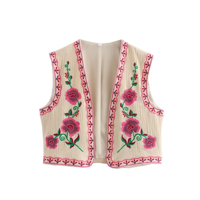 TRAF ZR Embroidered Vest Woman 2024 Women 2024 Classic Vests for Modern Korean Style Summer Tailored Vests Sleeveless Vest