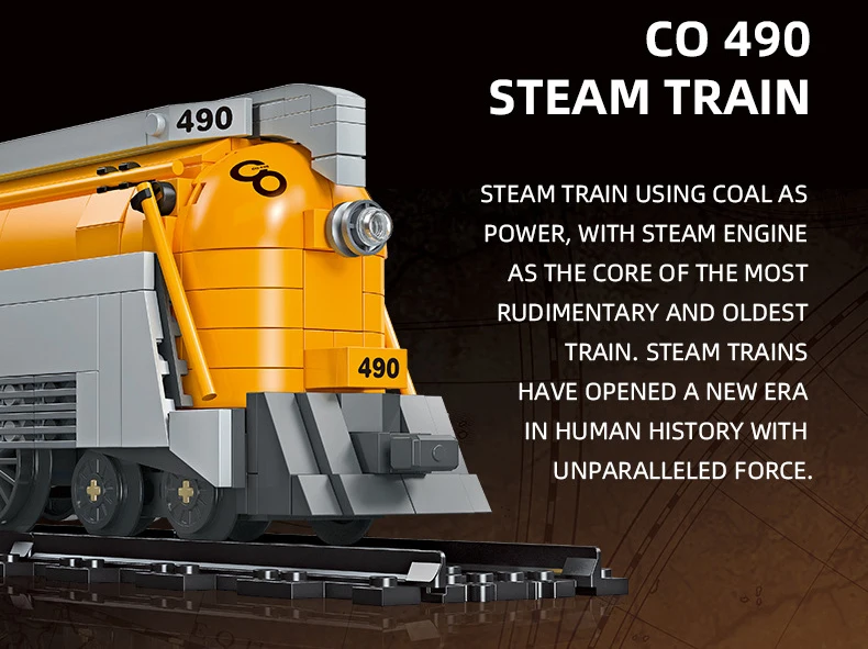 Idea CO490 Baustein-Eisenbahn-Zug-Konstruktionsset, klassische Dampflokomotive, Lernspielzeug, Sammlerstücke, ideal als Geschenk. – Detail 2
