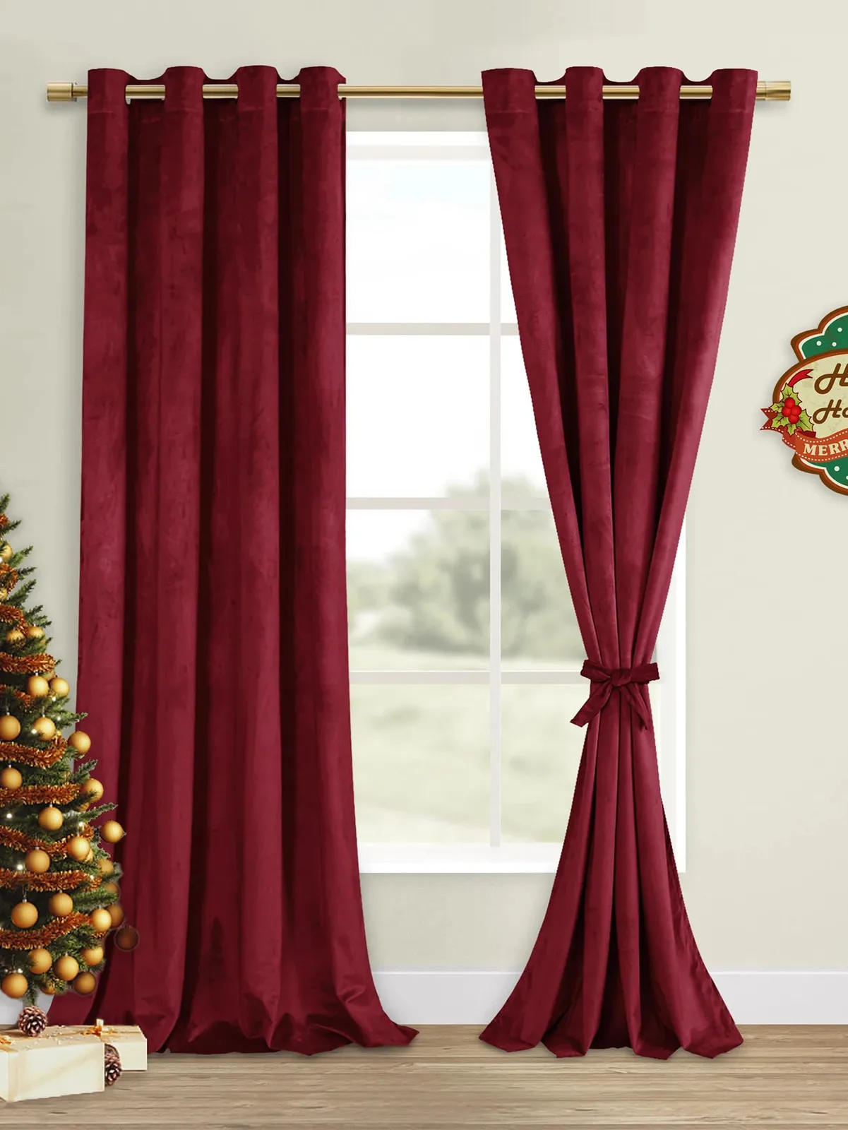 New Wine Red Velvet Blackout and Heat-insulating Curtains Retro Velvet Curtains
