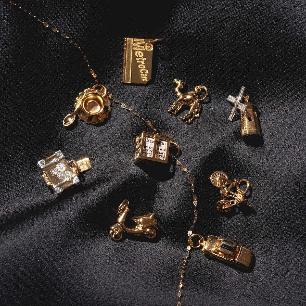 قلادة سفر جديدة يمكنك صنعها بنفسك صندوق سفر للدراجة بطاقة بريدية مرصعة بالزركونيا مطلية بالذهب قلادة مطلية بالذهب #2