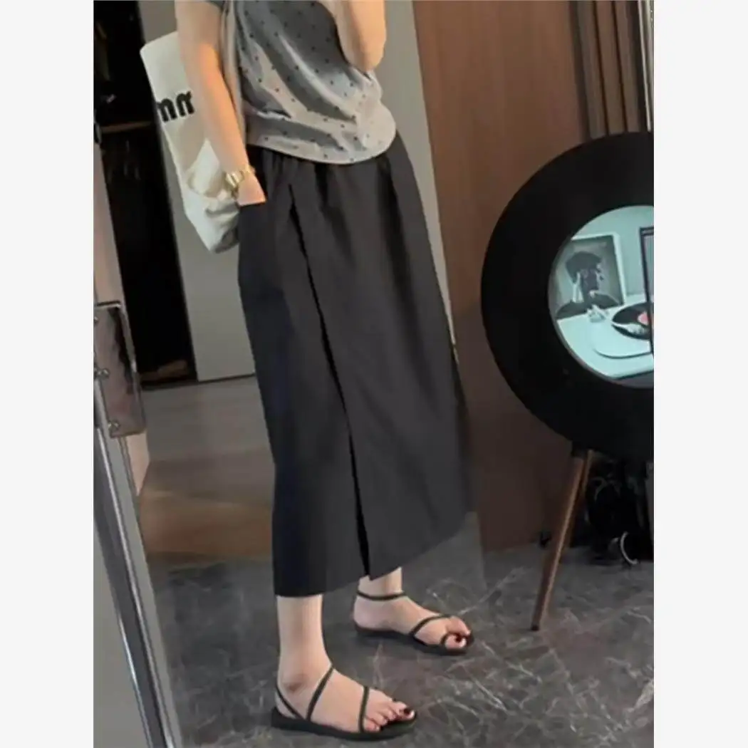 High Waist Wide Leg Pants Skirt High Waist Loose Straight Wide Pants plus Size Summer Trendy Slimming Casual Skirt Pants