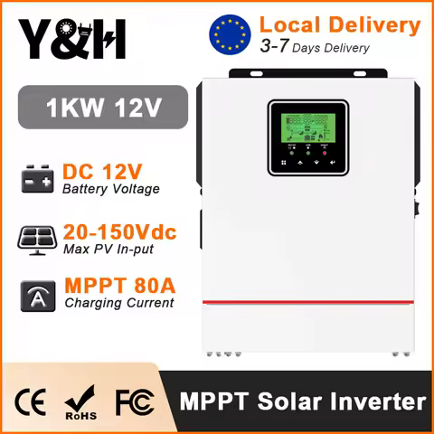 Y&amp;H 1000W Hybrid Solar Inverter 12V 220V Pure Sine Wave Off Grid Inverter Built in MPPT 80A Solar Charge Controller