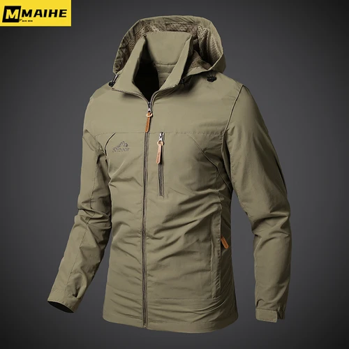 Imagen 2 del producto Chaquetas cortavientos impermeables para hombre, abrigo militar con capucha para hombre, chaquetas de combate para hombre, ropa de abrigo Bomber para senderismo y ciclismo al aire libre, Otoño, nuevo