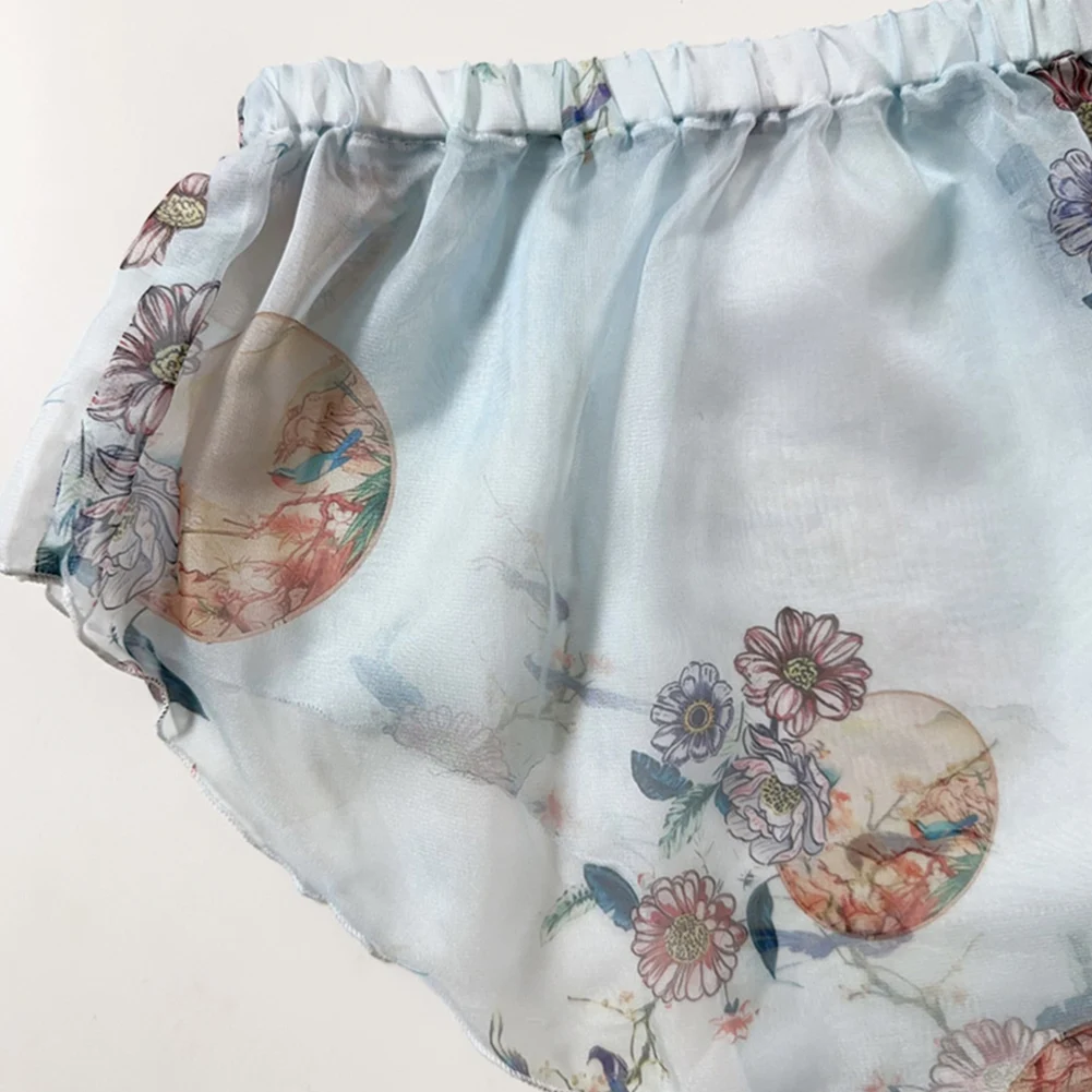 

Модное нижнее белье в китайском стиле с принтом для мужчин и женщин, шелковистое сетчатое нижнее белье с оборками, трусы для влюбленных пар, эротические трусики, ночное белье