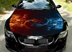 flame Car Hood Vinyl Stickers Wrap Vinyl Film Engine Cover Decals Sticker Universal Car Hood Protective Film