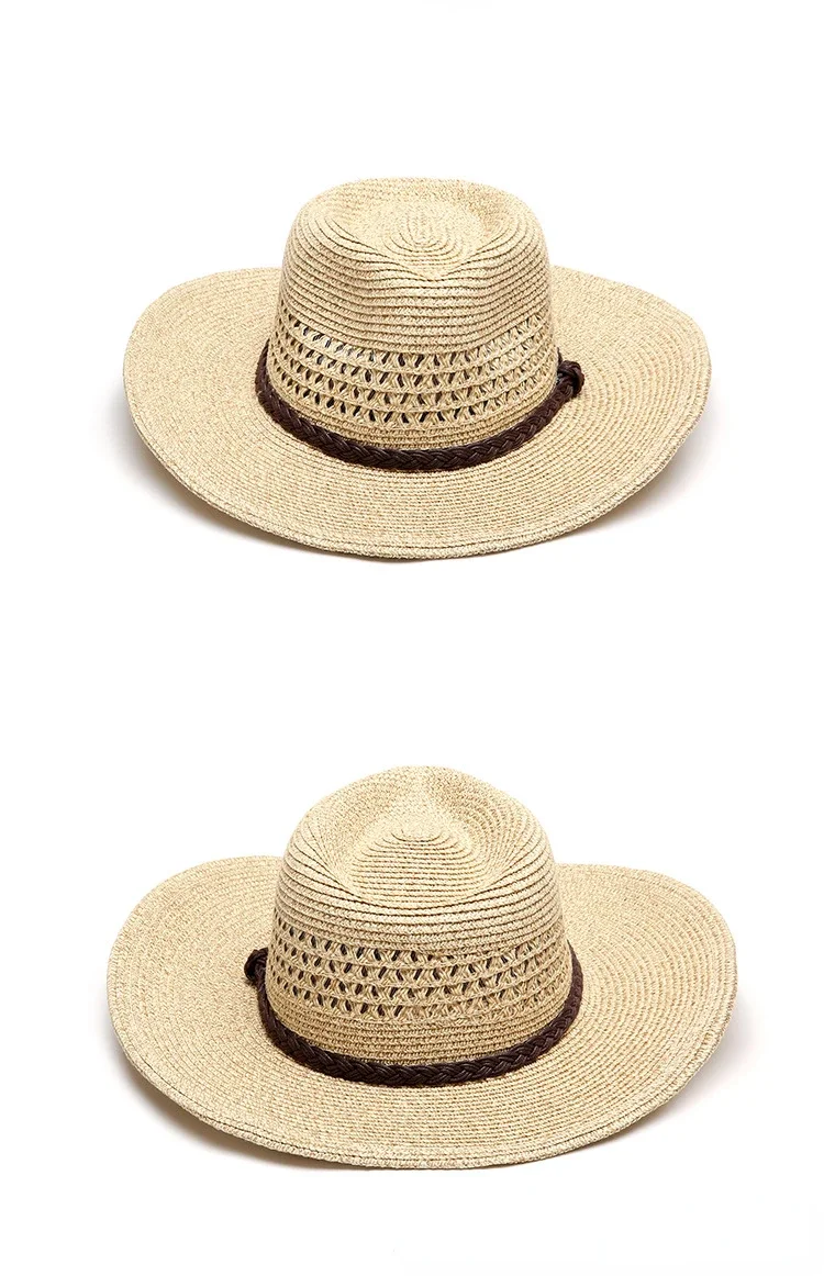 New XL Big Size 62cm Panama Jazz Straw Hat for Women Men Dig Out Summer Beach Sun Hat Windproof Folding Rope UV Protection Hat