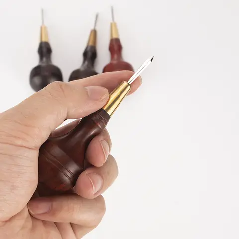 1Pcs Leather Punching Process Craft Tools Sewing Stitching Awl Handle Hole Punch Tool Shoes Repair Working Tool Hand Taper