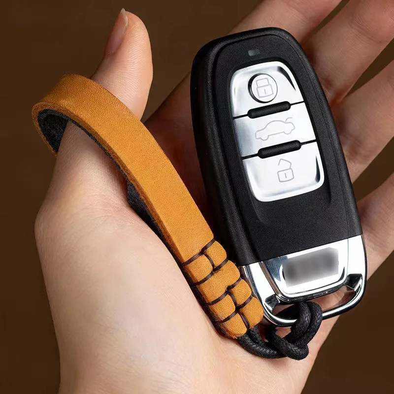 Genuine Leather Keychains Cowhide Weave Lanyard Keyring Men Women Car Key Holder Key Cover Auto Keyring Accessories Gifts