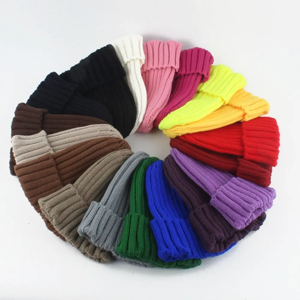 Fashion Warm Beanie Soft Solid Color Hip Hop Cap Knitted Kni