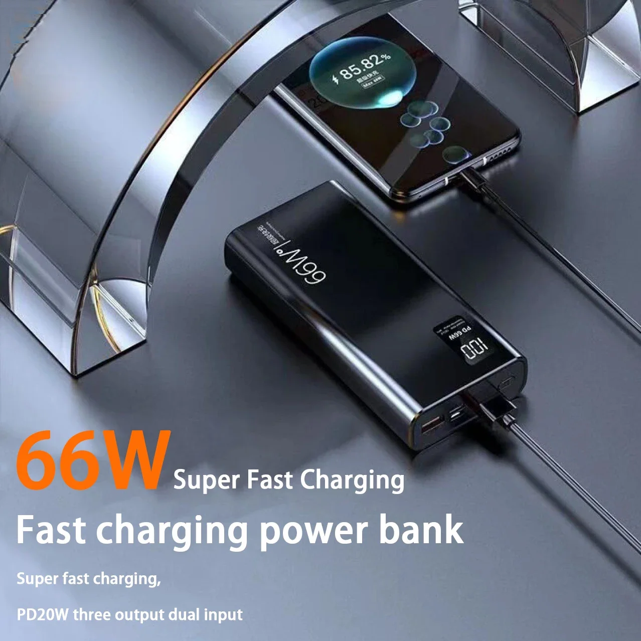 VIVO 66 واط 200000 مللي أمبير قدرة عالية قوة البنك سوبر شحن سريع قوة البنك شاحن بطارية محمول لشاومي آيفون سامسونج