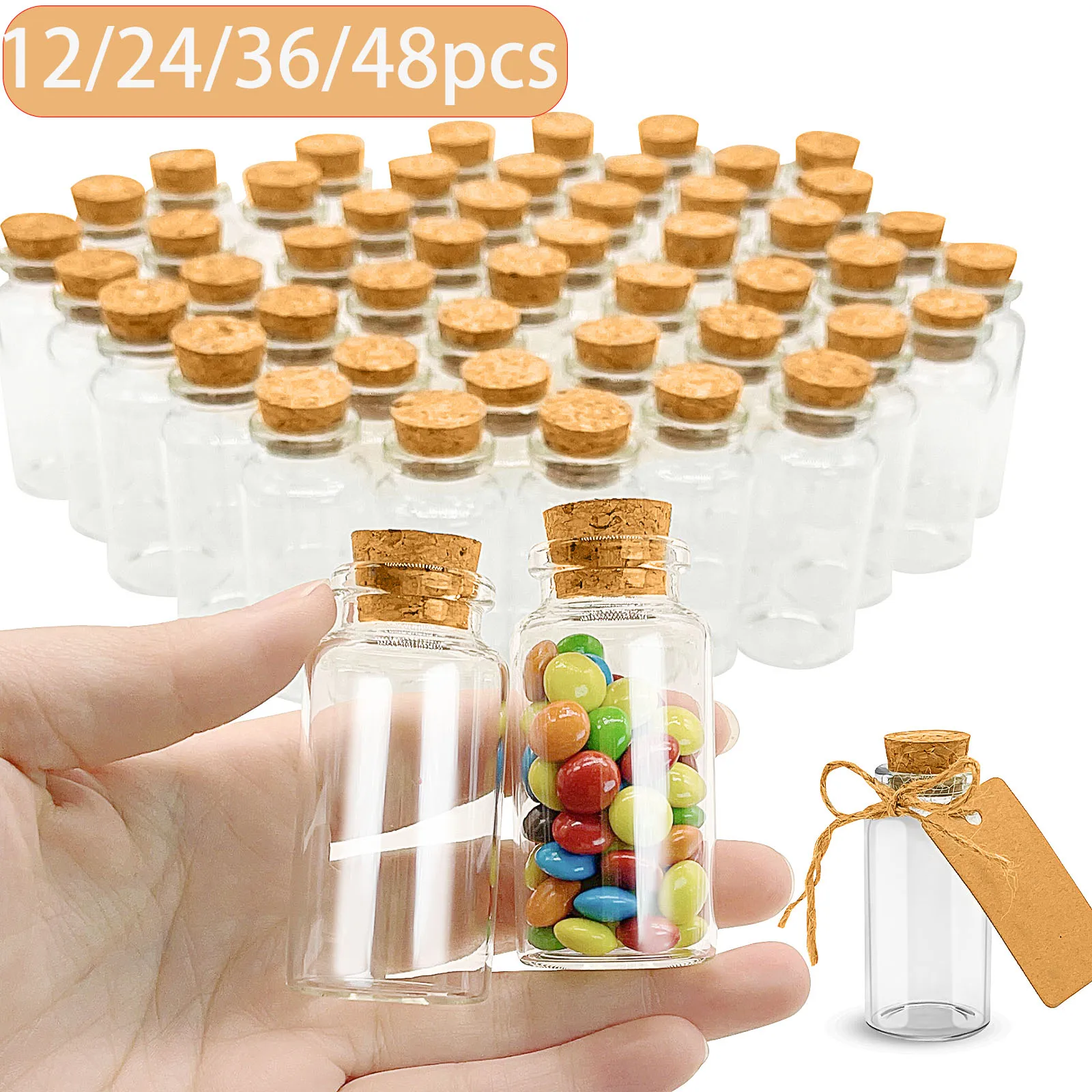 25ML Small Glass Bottles with Cork DIY Clear Wish Bottle Mini Glass Vials Hanging Decoration for Wedding Party Favors