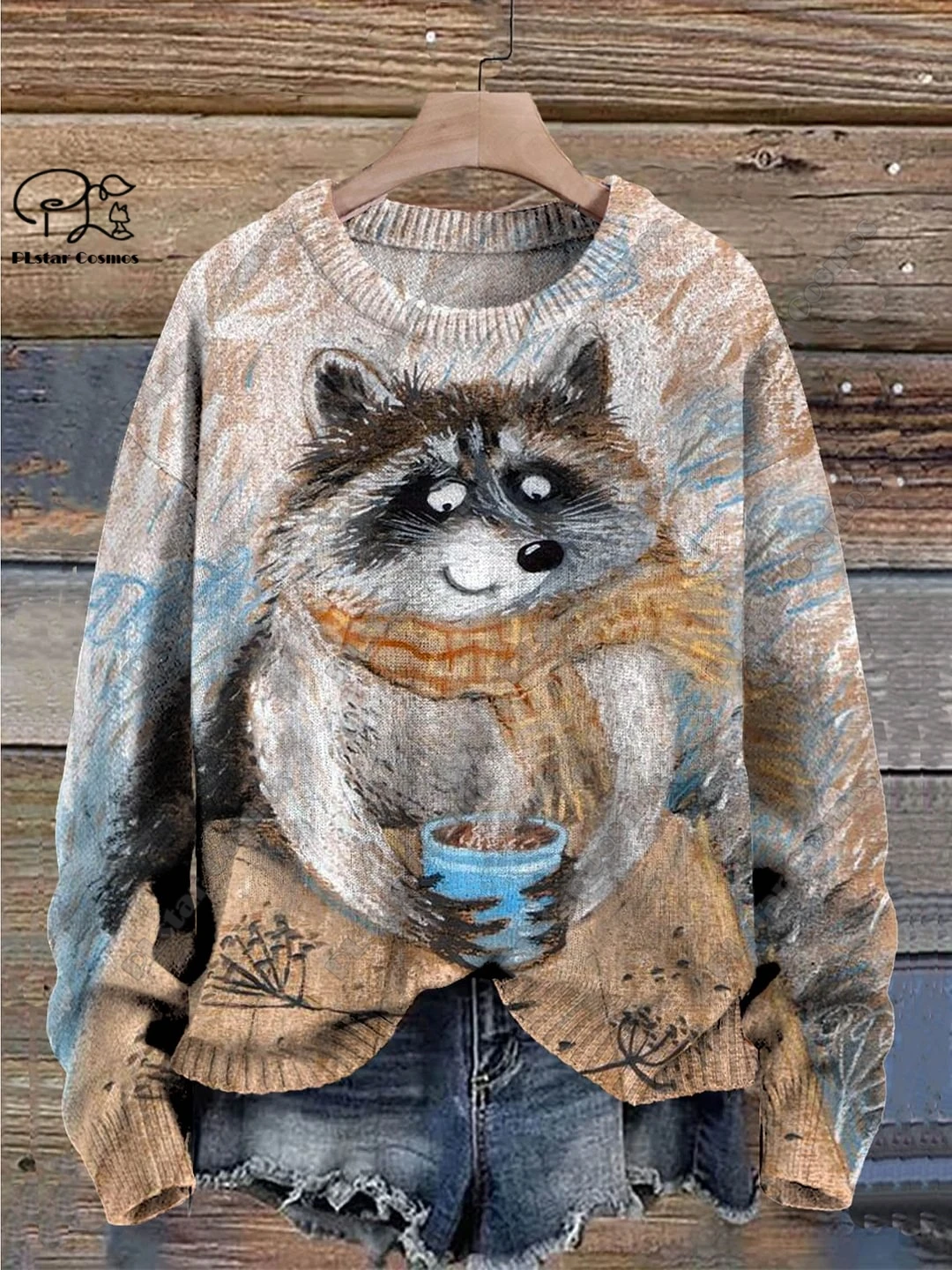 New animal series 3D printed cute squirrel rabbit raccoon hippopotamus art print ugly sweater winter casual unisex sweater