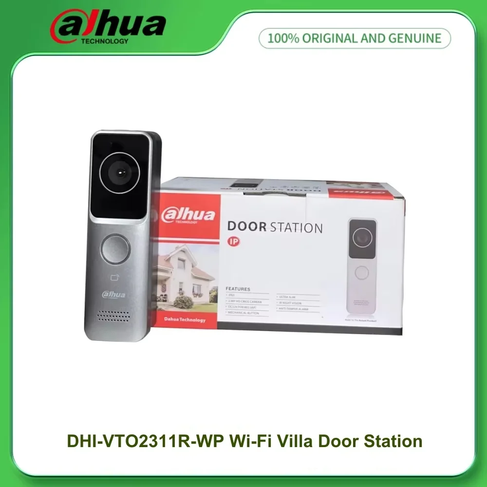 

Dahua VTO2311R-WP IP и Wi-Fi Дверная станция для виллы 1/2,8 дюйма 2-мегапиксельная HD CMOS-камера Двустороннее видео-соединение Wi-Fi IP65 H.265 PoE IR WDR