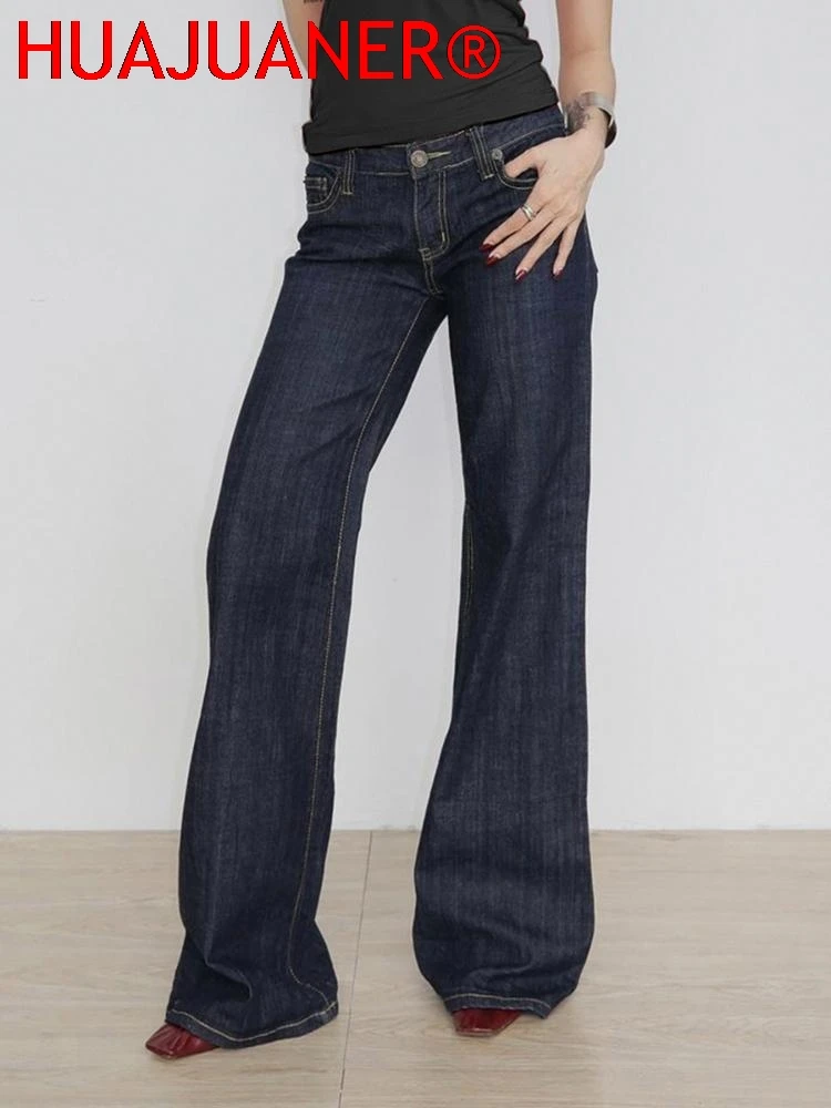 

Women's Slim Fit Flared Jeans Y2K Vintage Low Rise Stretch Denim Pants with Embroidery Distressed Style for Everyday Outfits